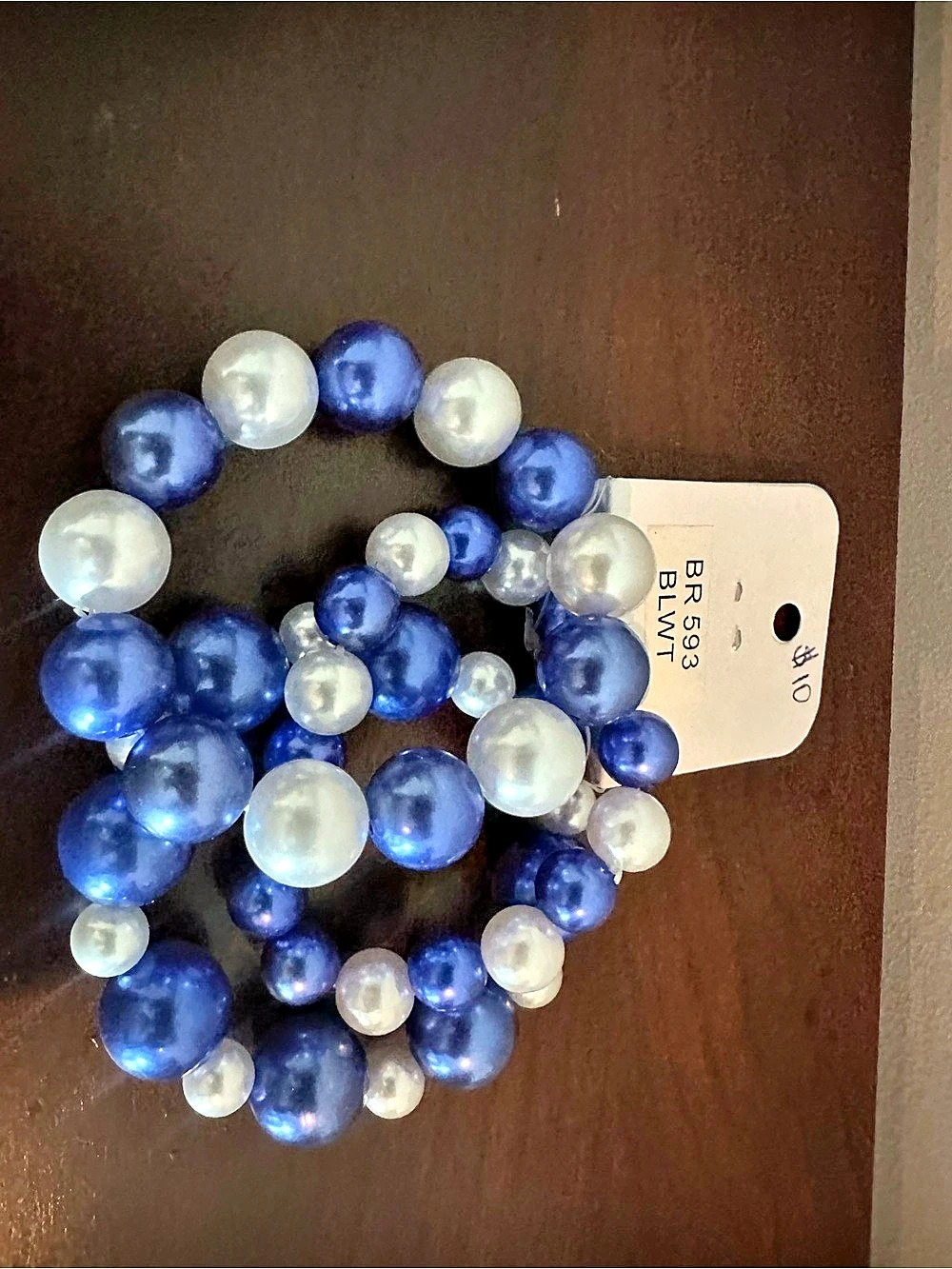 Blue & White Beaded Bracelet Set